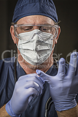 Determined Looking Doctor or Nurse with Protective Wear and Stet