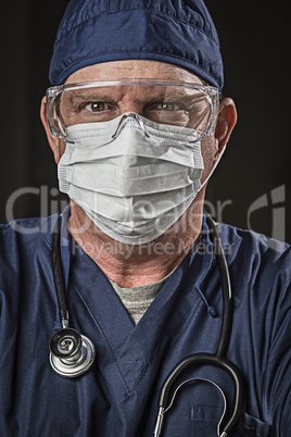 Determined Looking Doctor or Nurse with Protective Wear and Stet