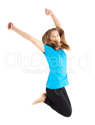 young girl jumping