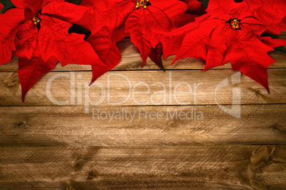 Hintergrund aus Holz und Weihnachtsstern
