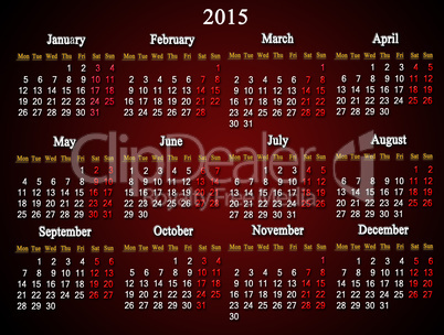 claret calendar on 2015 year