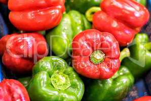 Sweet pepper on a market stand