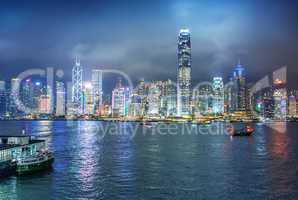HONG KONG - MAY 6, 2014: Hong Kong night skyline at night. The c