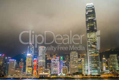 HONG KONG - MAY 6, 2014: Hong Kong night skyline at night. The c