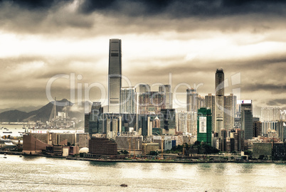 HONG KONG - MAY 5, 2014: Skyline of Hong Kong on a spring day. T