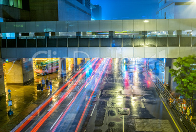 HONG KONG - MAY 11, 2004: Traffic in downtown at night. More tha