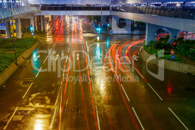 HONG KONG - MAY 11, 2004: Traffic in downtown at night. More tha