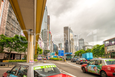 HONG KONG - MAY 11: Taxis on city streets on May 11, 2014 in Hon