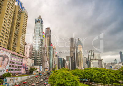 HONG KONG - MAY 6, 2014: Hong Kong skyline on a spring day. The