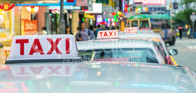 HONG KONG - MAY 11: Taxis on city streets on May 11, 2014 in Hon