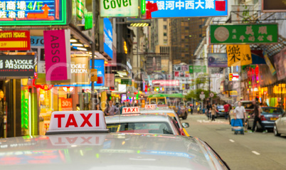 HONG KONG - MAY 11: Taxis on city streets on May 11, 2014 in Hon