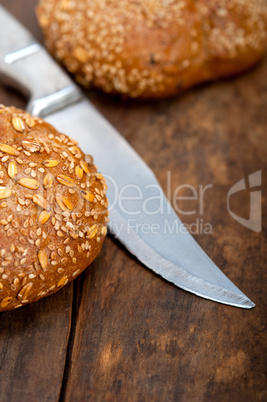 organic bread over rustic table