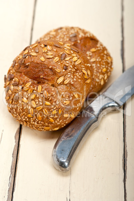 organic bread over rustic table