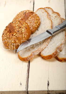 organic bread over rustic table