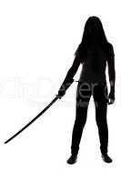 Silhouette of woman with sword