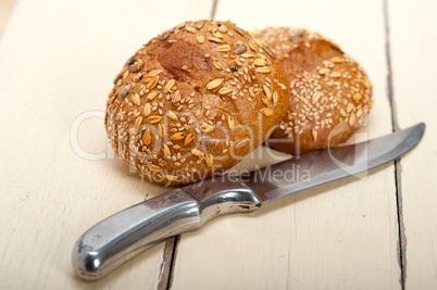 organic bread over rustic table