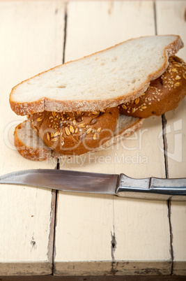 organic bread over rustic table