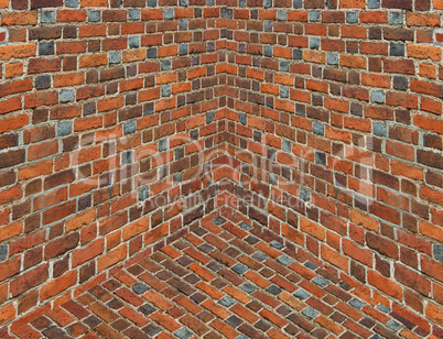 angle in the room with walls from the red brick