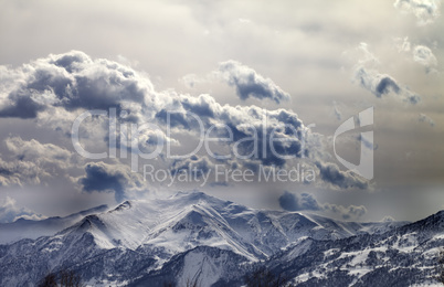 Evening mountains and cloudy sky