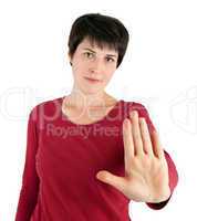 woman making stop gesture