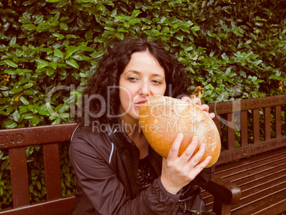 Girl eating bread