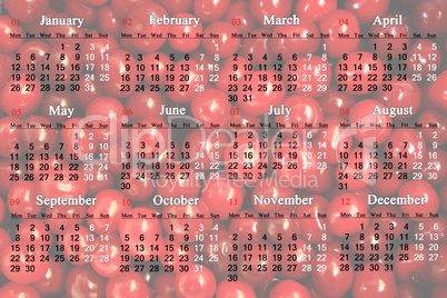 calendar for 2015 year in English