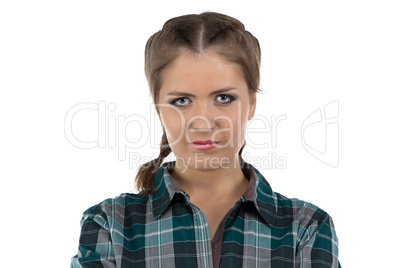 Photo of serious farmer woman