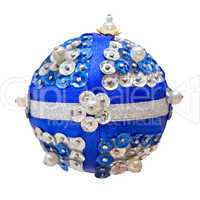 homemade blue Christmas ball