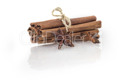 Cinnamon sticks on White