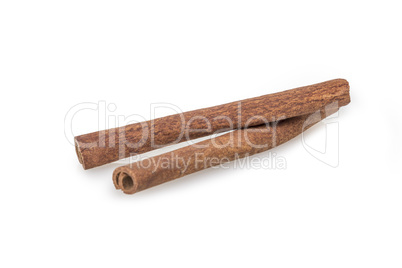 Two Cinnamon sticks on White