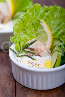 fresh garlic cheese dip salad