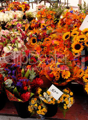 A colorful flower stall.