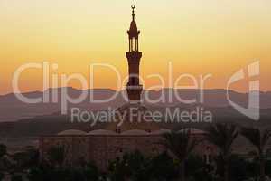 mosque in egypt at sunset