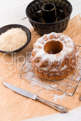 gluten-free cake with rice flour and kaymak