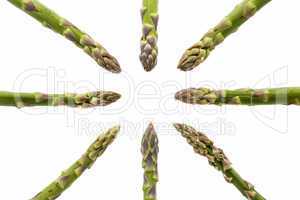 Eight Asparagus Spears Pointing at the Middle