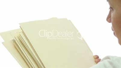 Female File Folders Over Shoulder