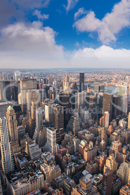 Manhattan, NYC. Stunning city skyline at summer sunset