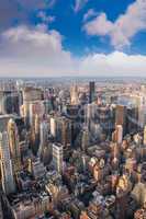 Manhattan, NYC. Stunning city skyline at summer sunset