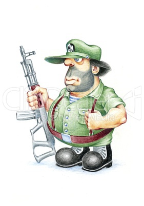 Soldier with machine gun