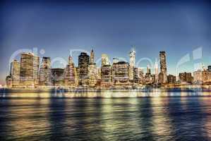 New York City. Delightful Manhattan downtown skyline at dusk wit