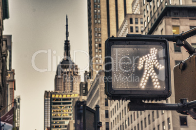 Crosswalk ok sign on a Manhattan Traffic Light -  New York City