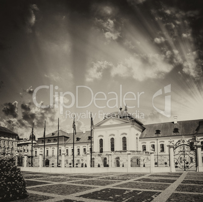 Beautiful ancient building and square of Bratislava, Slovakia