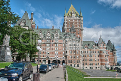 QUEBEC CITY, CANADA - AUG 17: Tourists enjoy city streets, Augus