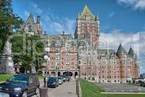 QUEBEC CITY, CANADA - AUG 17: Tourists enjoy city streets, Augus