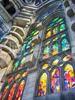 BARCELONA - MAR 24: La Sagrada Familia, the cathedral interior d