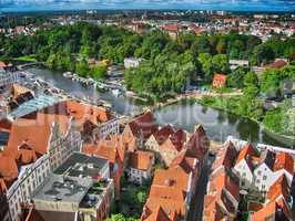 Lubeck, Germany. Aerial view of the city in summer season