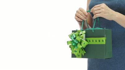 Woman Green Gift Bag Copyspace