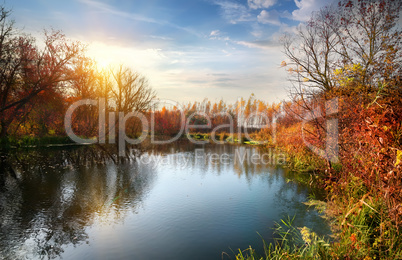 Autumn season on the river