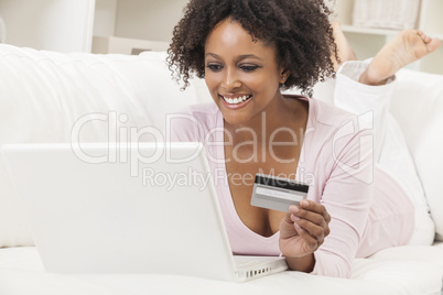 African American Girl Laptop Computer Shopping On Line