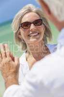 Happy Senior WOman Man Couple On Tropical Beach